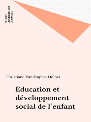 cover image of Éducation et développement social de l'enfant